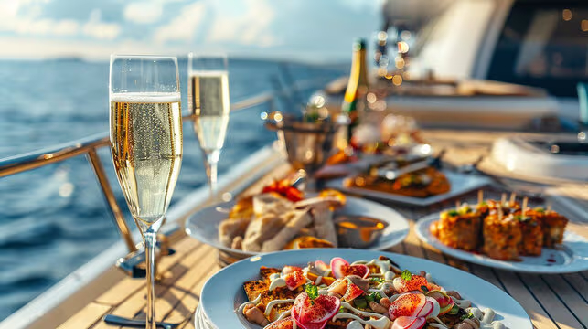 Lunch at a five-star resort restaurant reached by private yacht in the Maldives